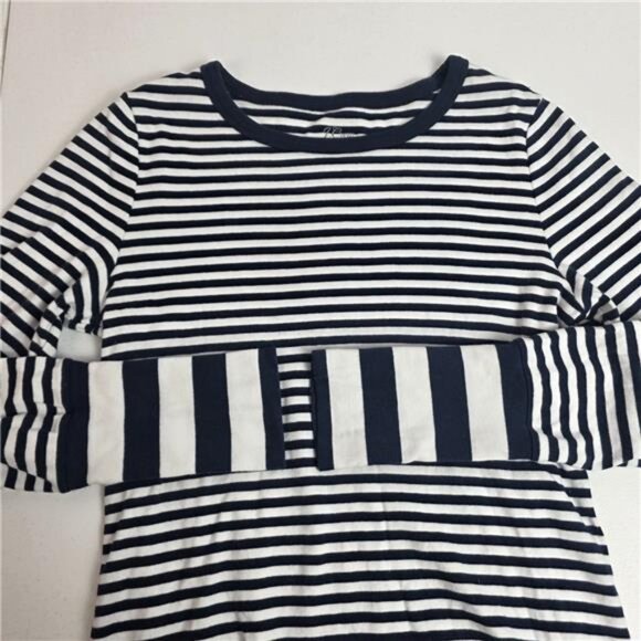 J.Crew Perfect Fit Striped Long Sleeve Shirt Size L Black White Crew Neck - Picture 4 of 7